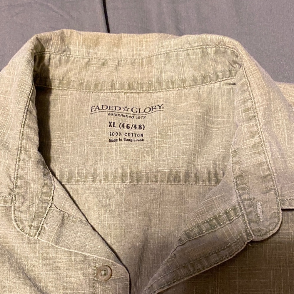 Faded Glory Olive Green Men's Button-Down Shirt XL